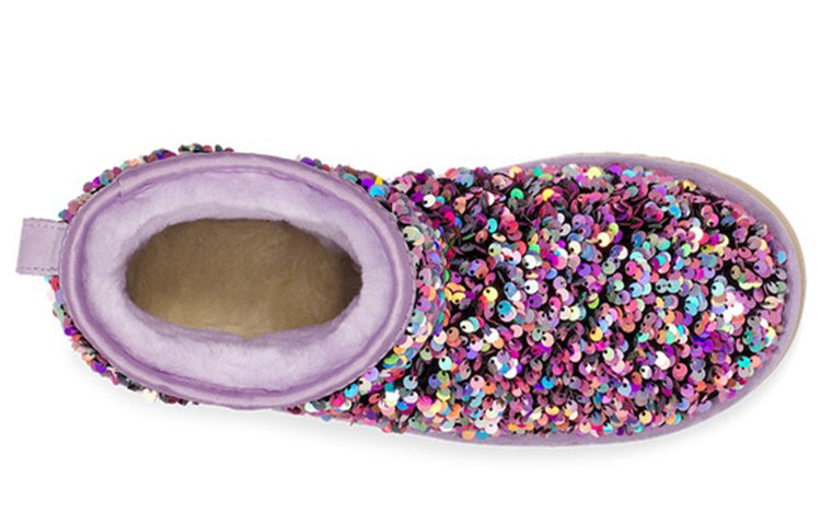 (WMNS) UGG Classic Mini Stellar Sequin Snow Boots Purple 1112515-LFST