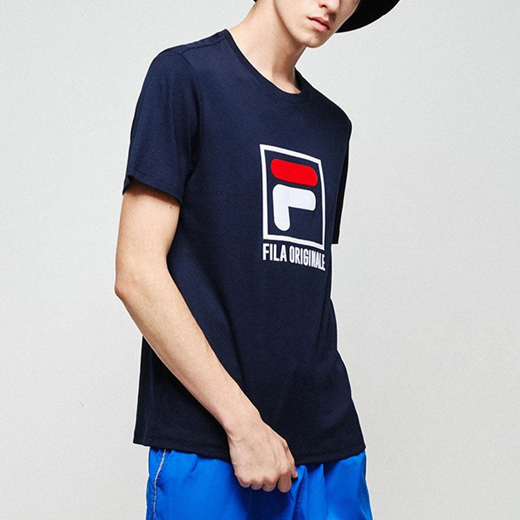 FILA Alphabet Logo Printing Round Neck Casual Short Sleeve Blue F51M128124F-NV