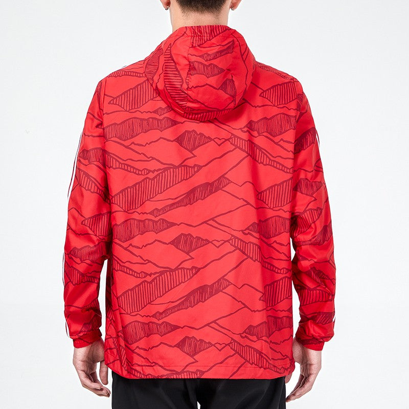 Men's adidas Soccer/Football Training Windproof Quick Dry Casual Woven Hooded Jacket Red GR0683