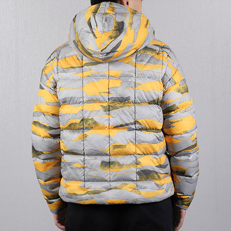 adidas Sports Windproof Stay Warm hooded Outdoor Casual Down Jacket Yellow Gray FI2725