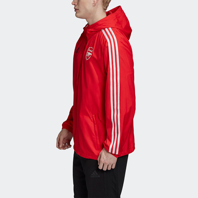 adidas Arsenal Silk Screen team logo Soccer/Football Sports Hooded Jacket Red GE1995