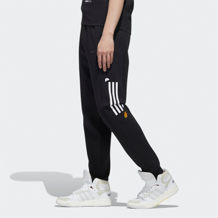 adidas neo x Yellow Crossover Stripe Casual Sports Pants Black GL7221