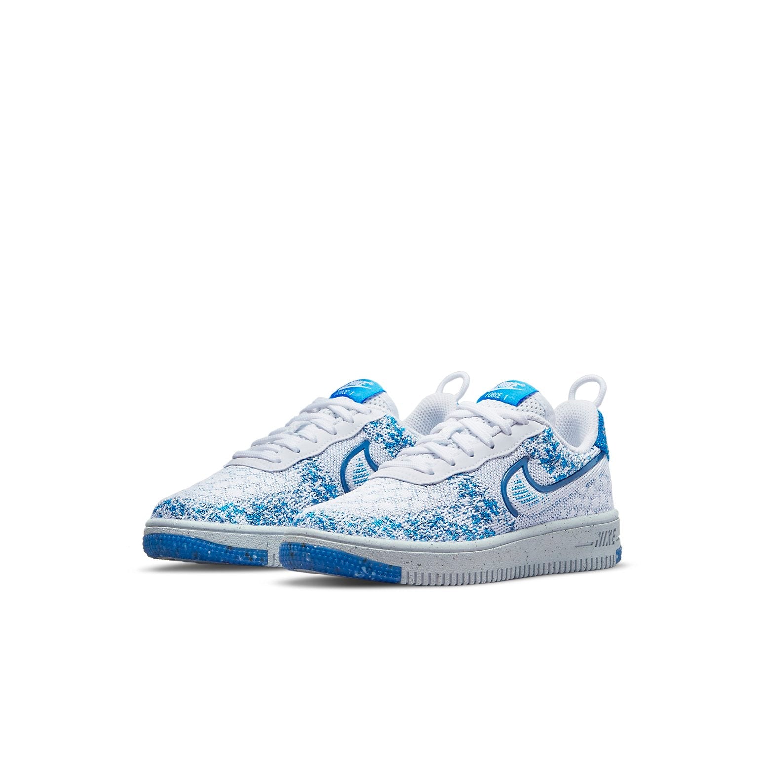 (PS) Nike Force 1 Crater Flyknit Low Tops Classic Casual Skateboarding Shoes White Blue DN4182-100