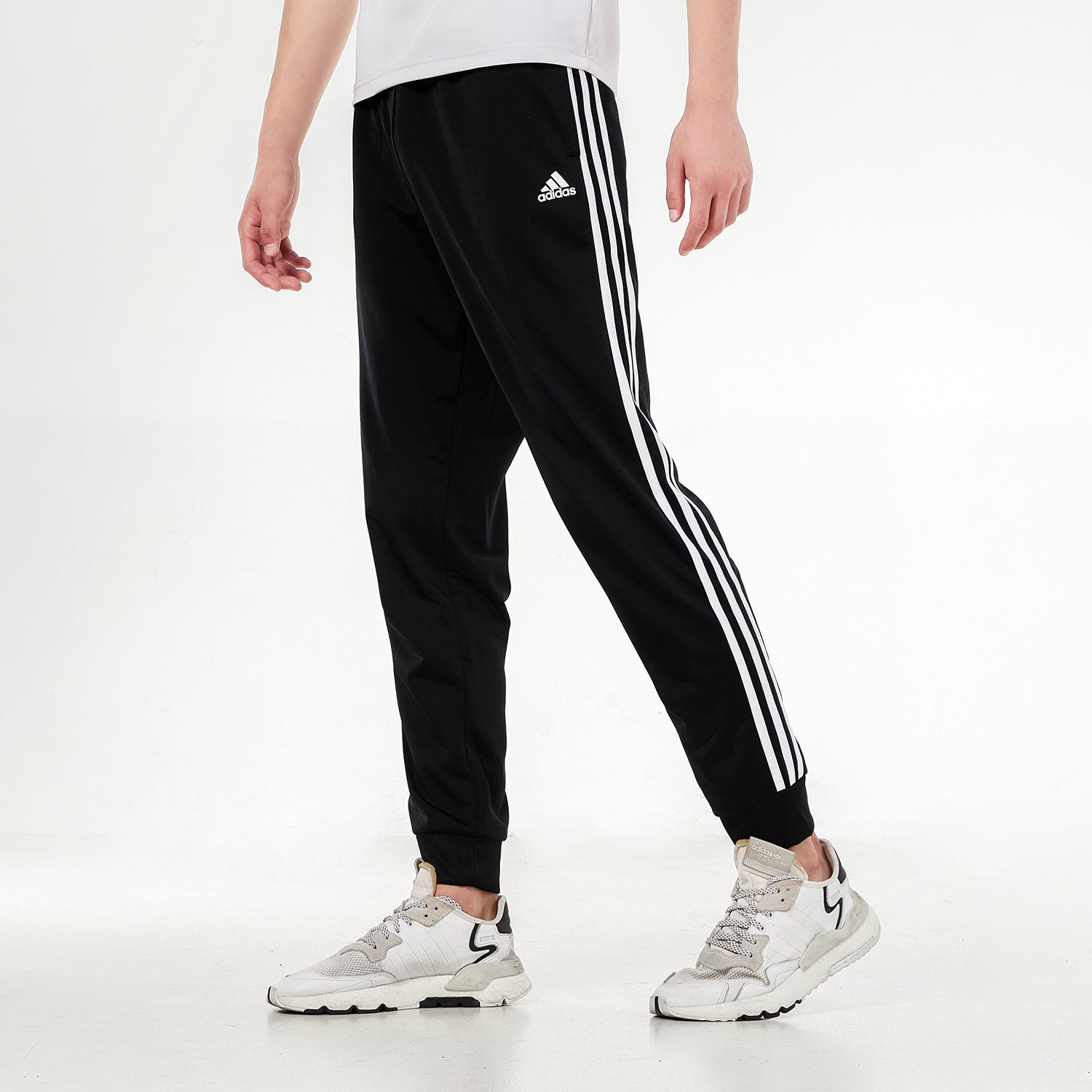 Men's adidas 3s Jog Tp Tri Stripe Splicing Bundle Feet Sports Pants/Trousers/Joggers Autumn Black H46105