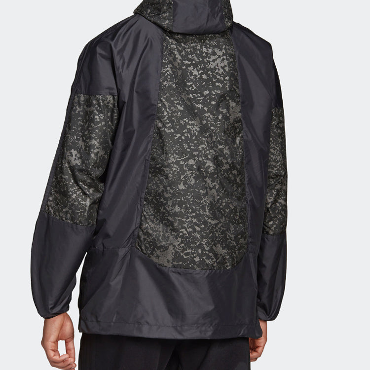 adidas originals Splicing logo Printing Casual Hooded Jacket Black DW5170