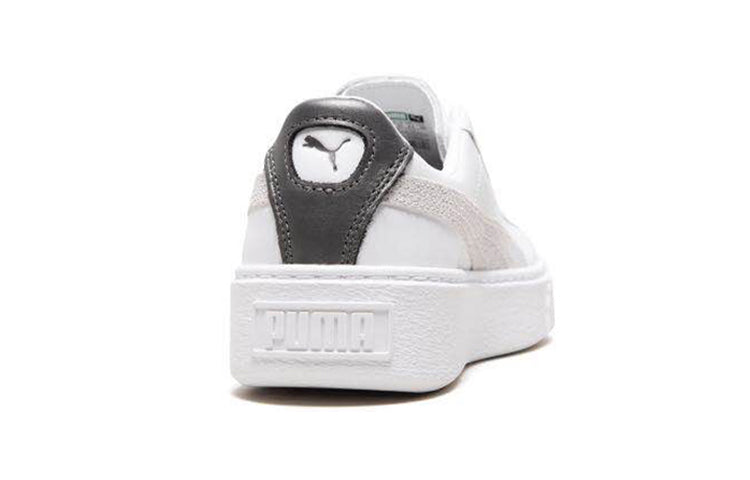 (WMNS) PUMA Basket Platform Low Top Casual Skate Shoes Unisex White 367850-01