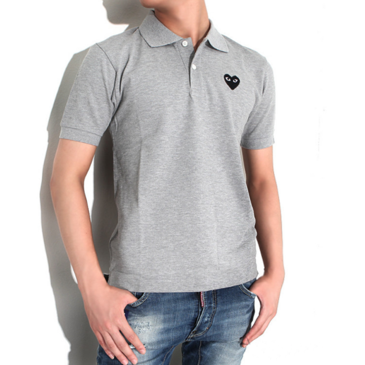 COMME des GARCONS PLAY Polo Black Emblem 'Grey' AZ-T078-051-1