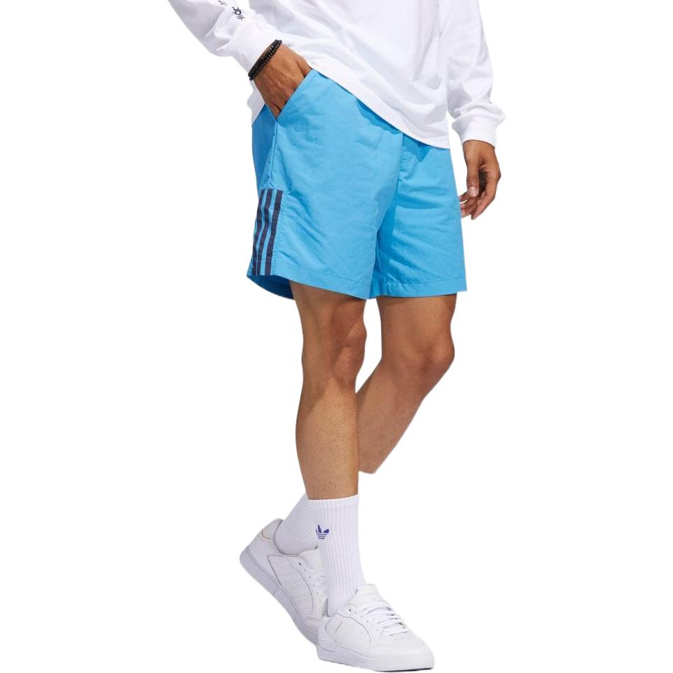 Men's adidas originals Stripe Logo Embroidered Lacing Shorts Blue HA1289