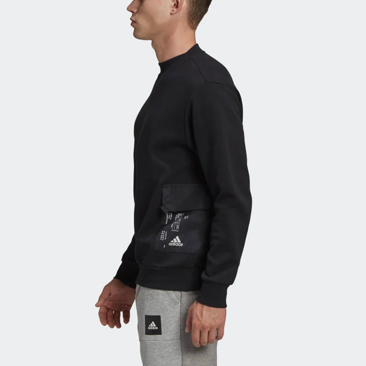 adidas Logo Print Side Pocket Casual Collar Sports Men's Black FS4293