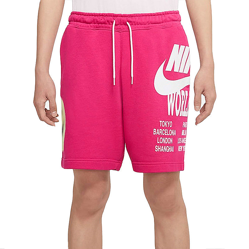 Nike Sportswear French Terry Logo Printing Knit Sports Short Pant Male Tree Red DA0646-615