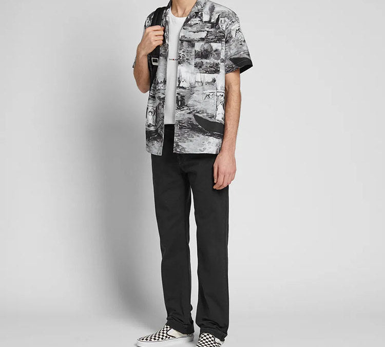 Off-White Small Casual Cotton Shirt Gray White OMGA049R19C100209908