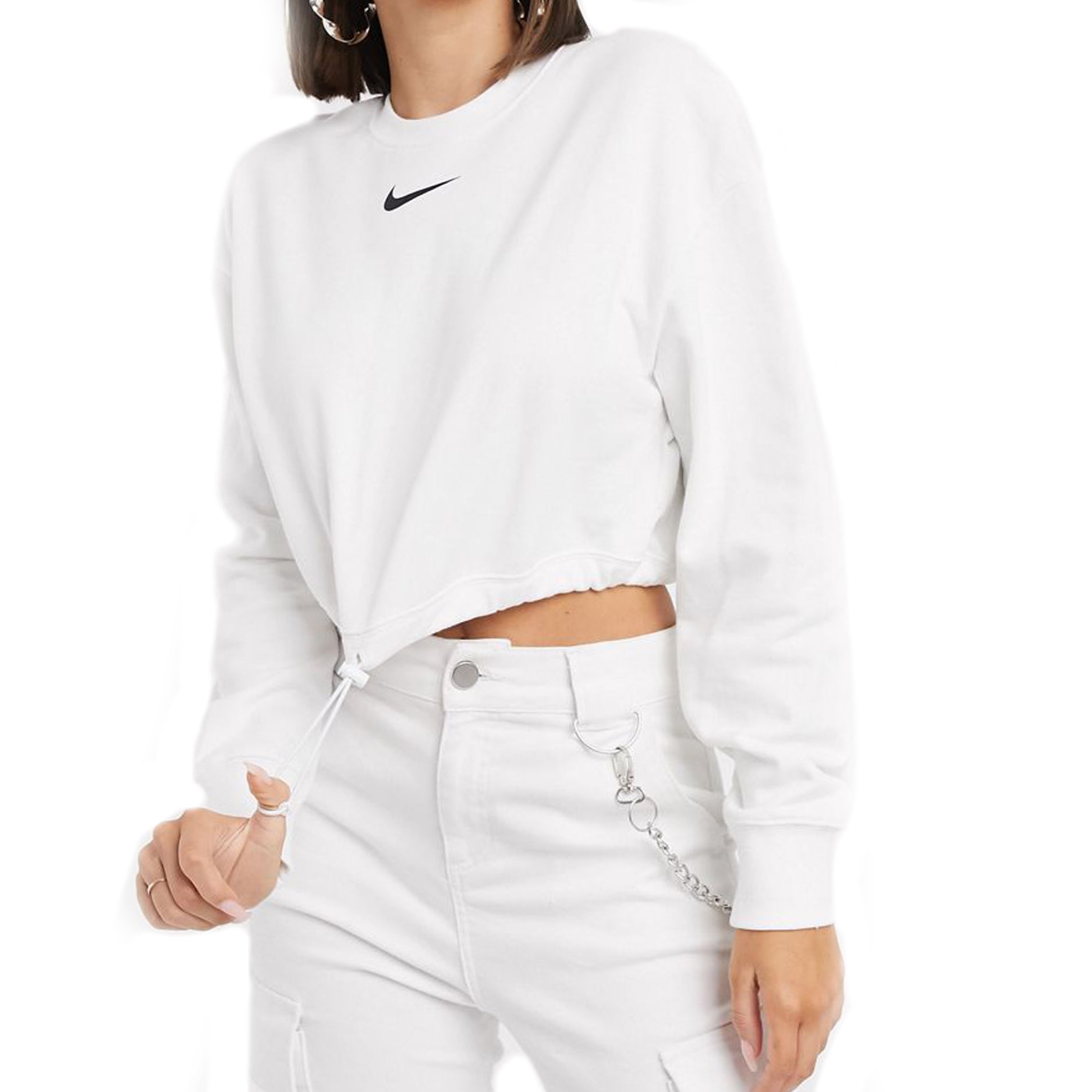 (WMNS) Nike Loose Drawstring Long Sleeves White CJ3766-100