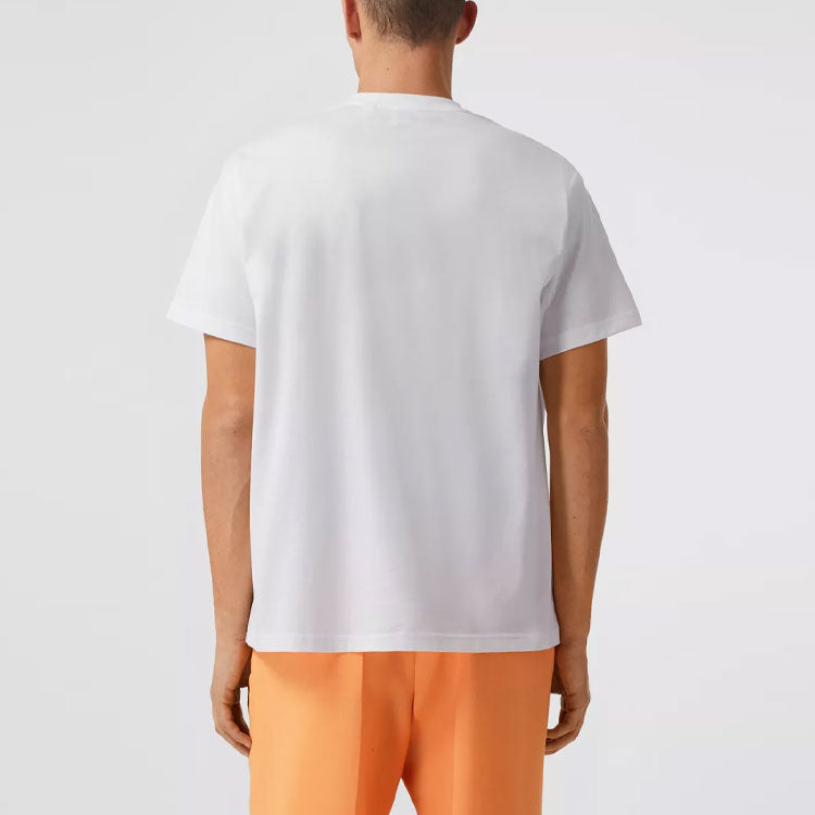 Men's Burberry SS21 Printing Loose Cotton Short Sleeve White 80406781