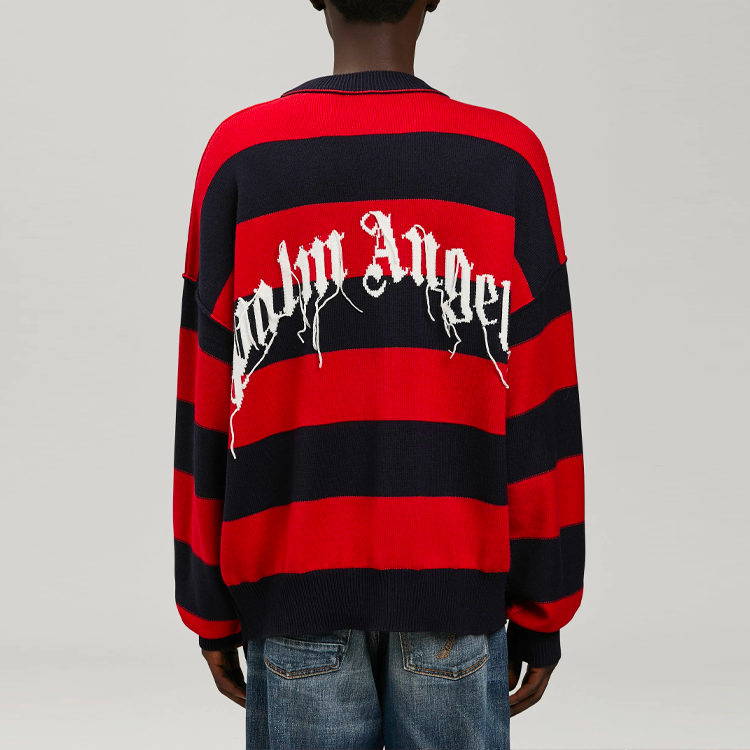 Palm Angels Bear Striped Sweater 'Navy Blue Red' PMHE007S22KNI0014660