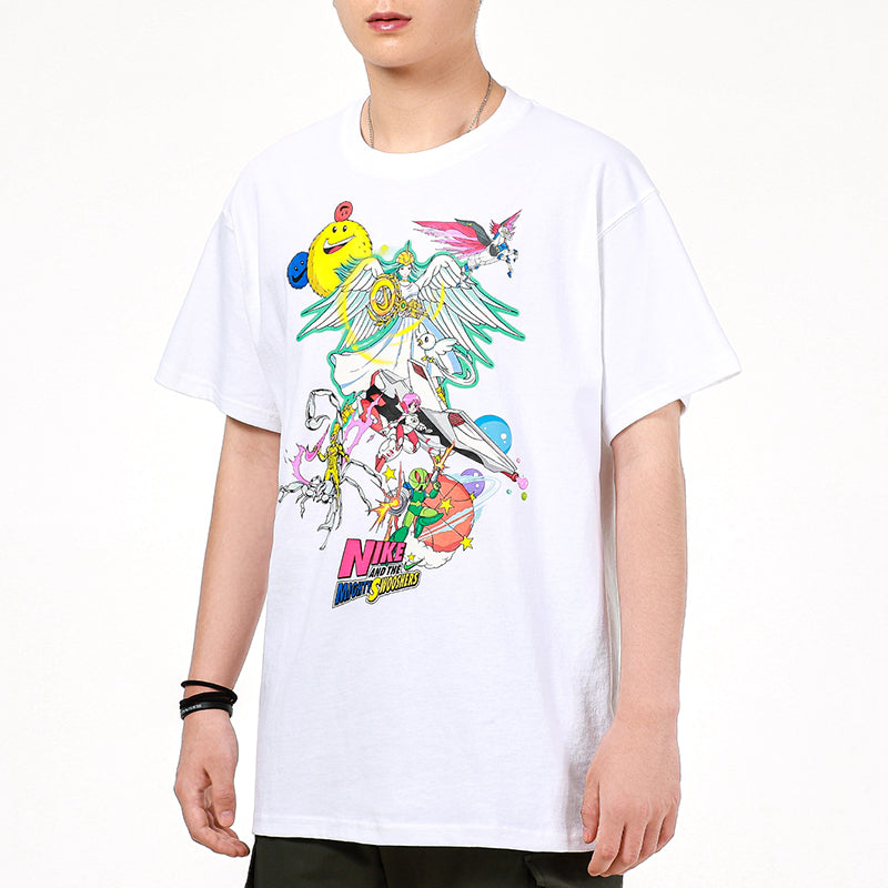 Men's Nike Sports Running Casual Printing Round Neck Short Sleeve White T-Shirt DM7917-100