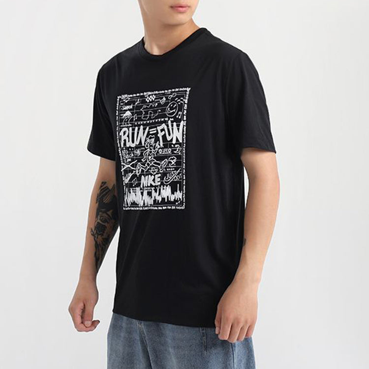 Nike RUN FUN Printing Short Sleeve Black CZ8686-010