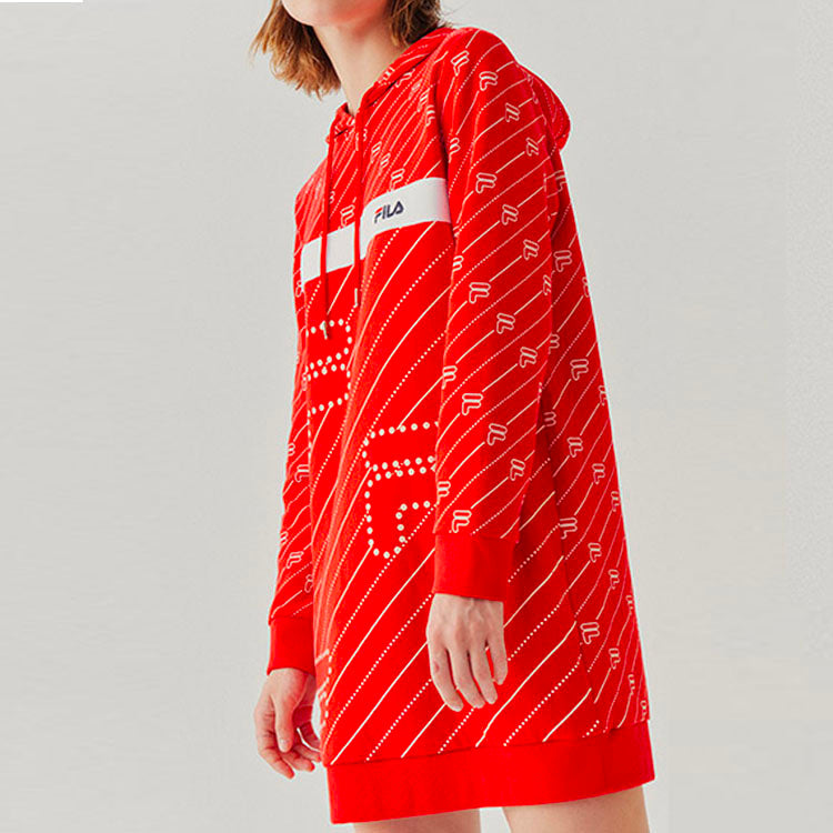 (WMNS) FILA Long Casual Printing Hoodie Red F11W048303F-RD