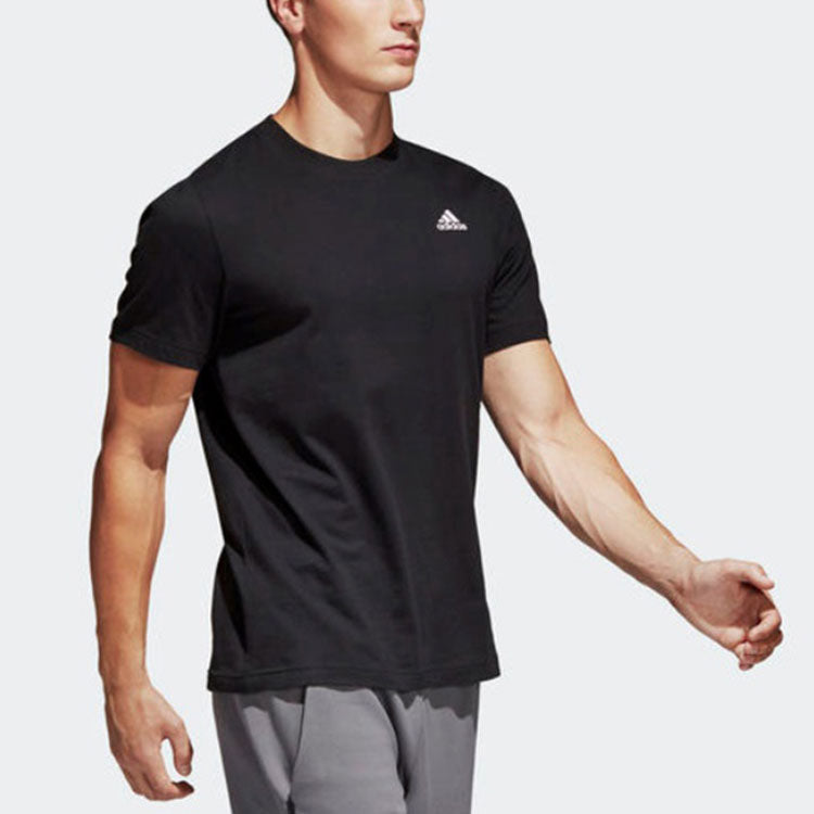 adidas Solid Color Logo Running Casual Short Sleeve Black S98742