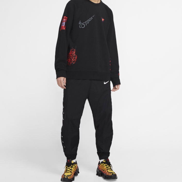 Nike Sportswear NSW 3M Reflective Graffiti Printing Round Neck Pullover Black CJ5056-010