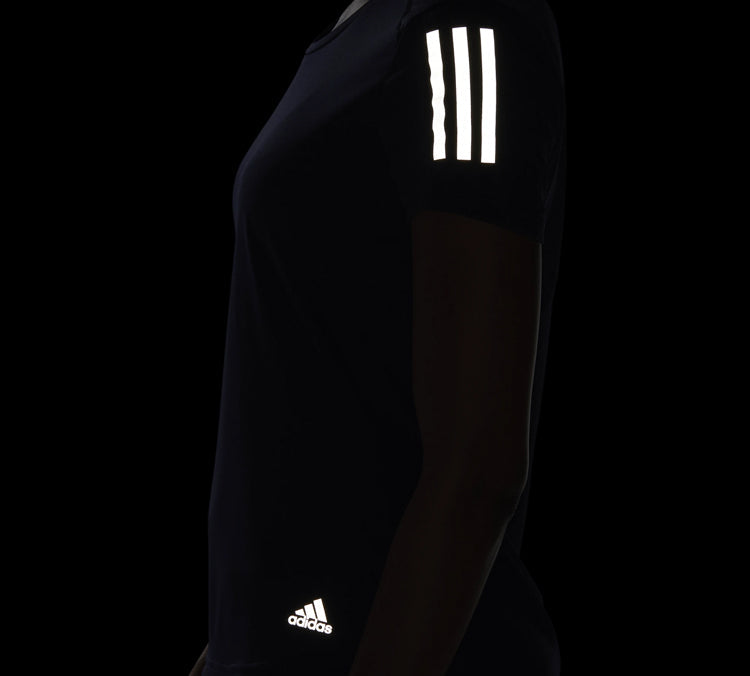 (WMNS) adidas Own The Run Tee Reflective Printing Sports Short Sleeve Blue DZ2266