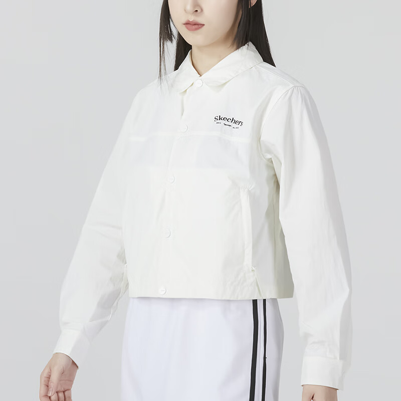 (WMNS) Skechers Logo Printed Shirt 'White Pink' L223W036