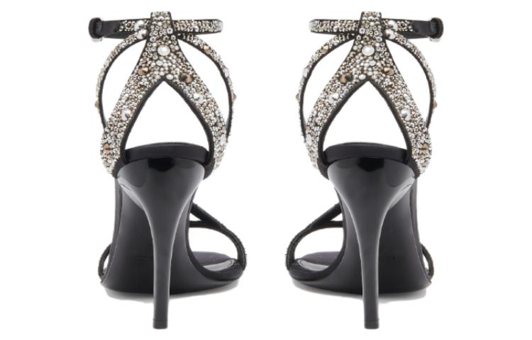 (WMNS) Alexander McQueen Armadillo Crossed Sandals 'Black Silver' 780693W4X271064