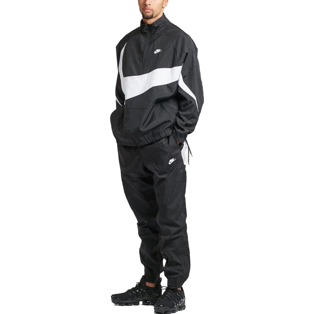 Nike Swoosh Half Zip Woven Jacket 'Black White' AJ2696-010
