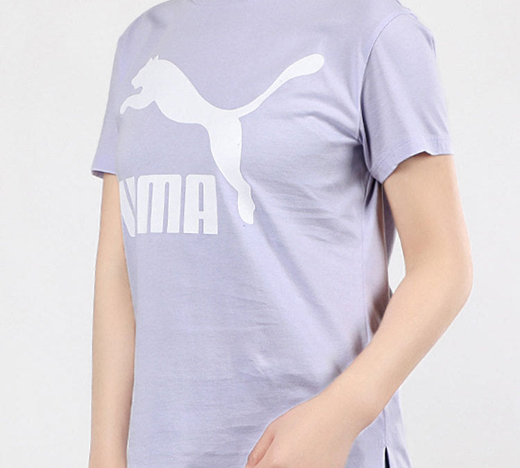 (WMNS) PUMA Casual Sports Breathable Alphabet Printing Round Neck Short Sleeve Purple 596512-46