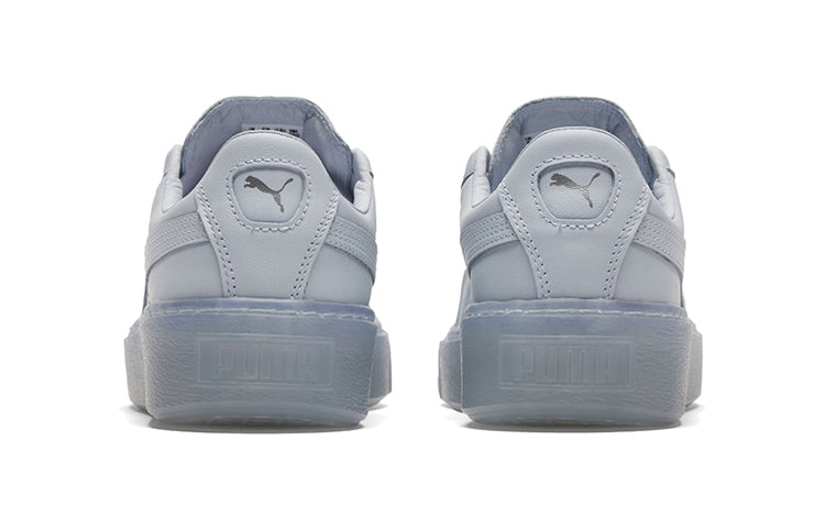 (WMNS) PUMA Basket Platform Core Light Blue/Silvery Low Board Shoes 364040-10