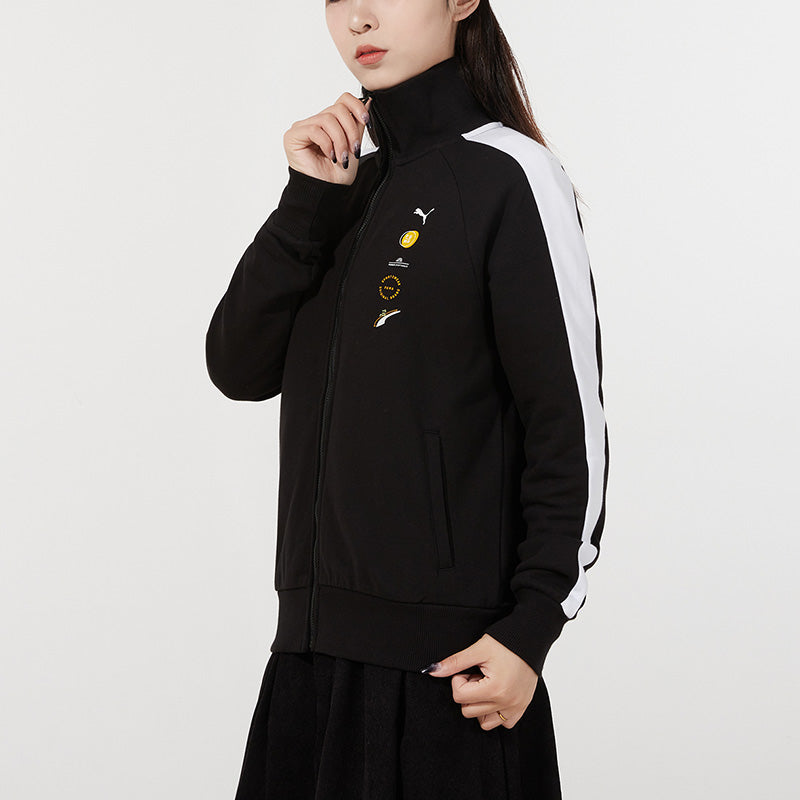 (WMNS) PUMA Formstripe Knitting Stand Collar Jacket Black 534421-01