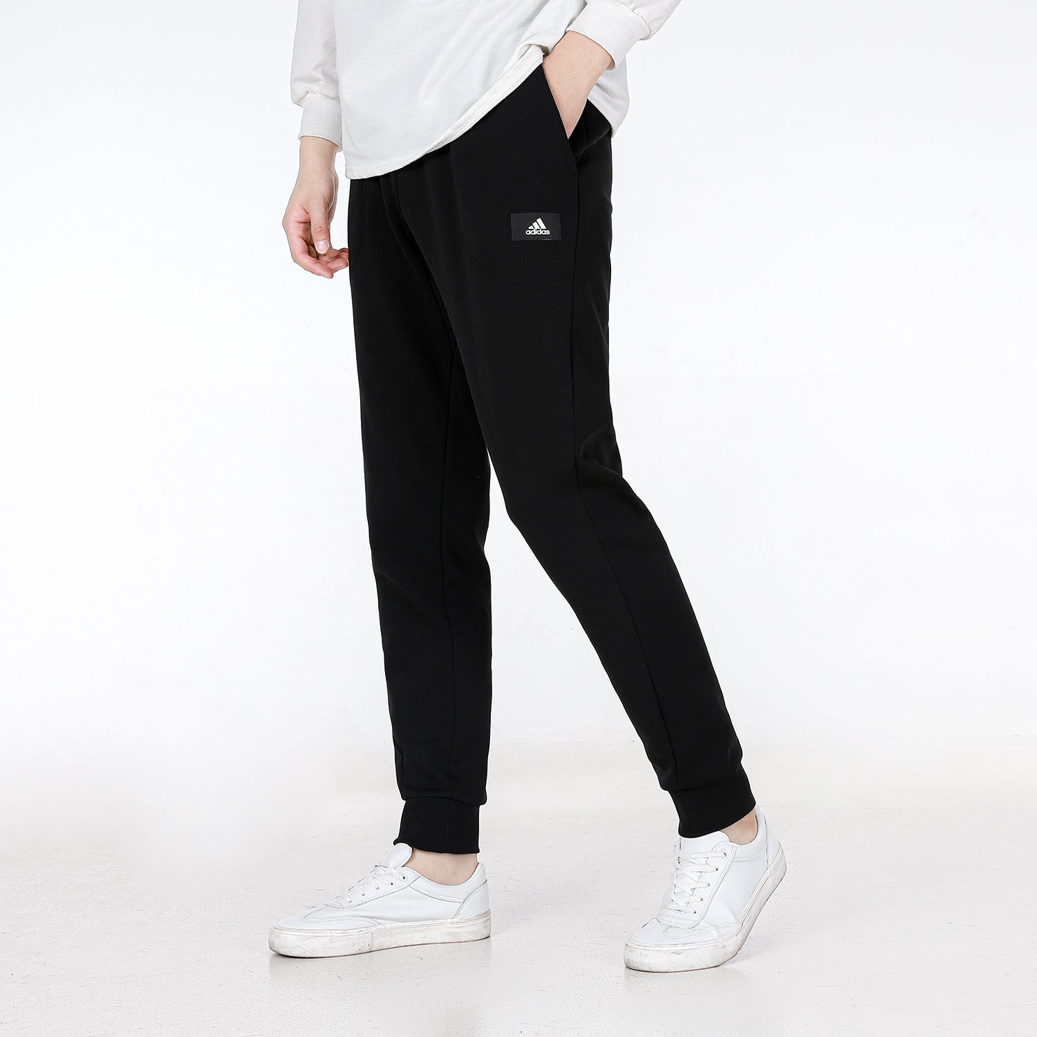 Men's adidas Fi Dblknt Pt Running Training Loose Knit Bundle Feet Sports Pants/Trousers/Joggers Black HE2225