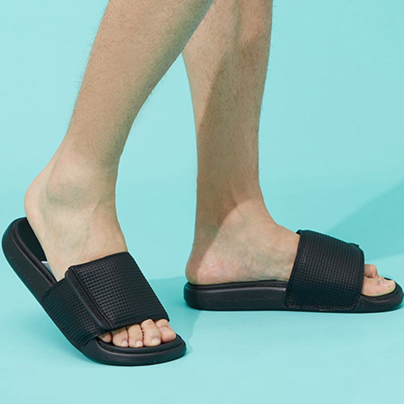 Skechers Velcro Flat Heel Sports Slippers Black 51729-BBK