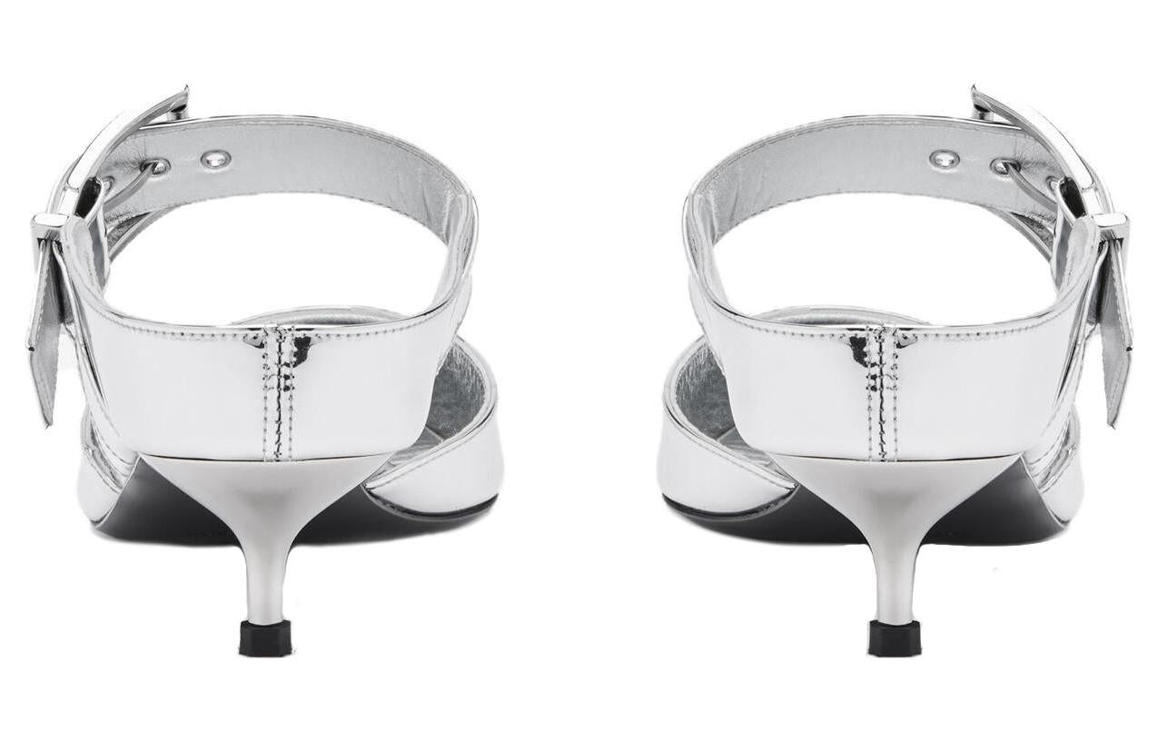(WMNS) Alexander McQueen Punk Mules 'Silver' 780794W4WG18100