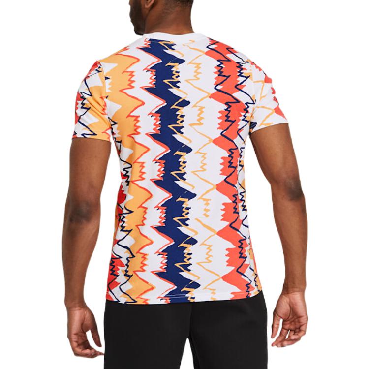 PUMA Multi Cotton Self Pattern Regular Fit T-Shirt 'White Red Blue Yellow' 530734-02