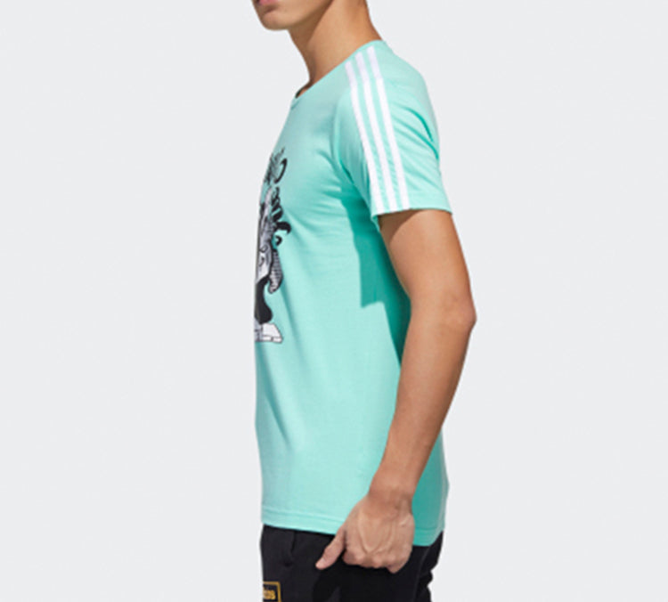 adidas neo Panda 3SGRX Tee Table Tennis Printing Slim Fit Short Sleeve Green GK1553