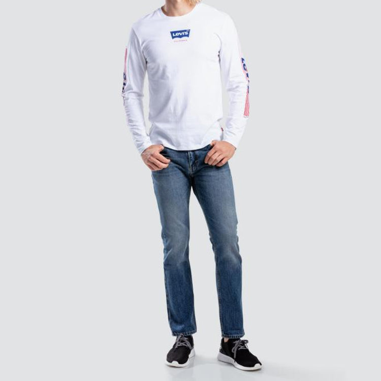 Men's Levis Stripe Alphabet Logo Long Sleeves White 22538-0043
