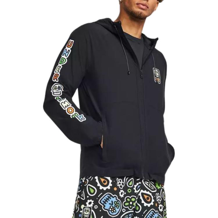Under Armour Stretch Woven Day Of The Dead Windbreaker Jacket 'Black' 1382117-001