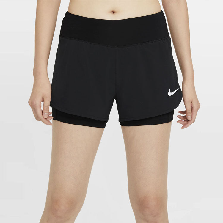 (WMNS) Nike Eclipse 2-in-1 Running Training Solid Color Sports Woven Shorts Black CZ9571-010