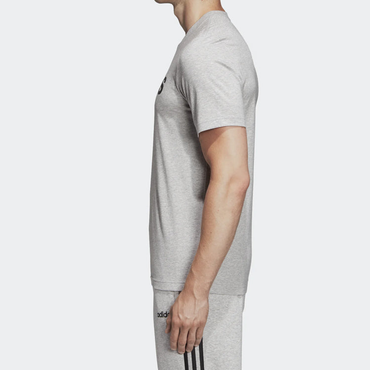 Men's adidas Lin Tee Sports Stylish Alphabet Medium hemp grey T-Shirt DU0409