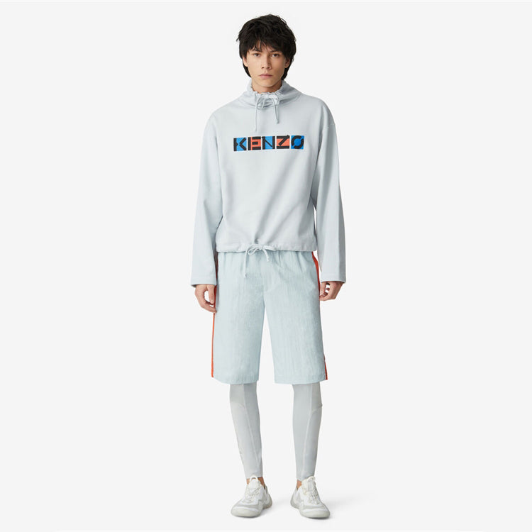 Men's KENZO SS21 Logo Printing Hooded Long Sleeves Light Grey FB55SW5494MS-93