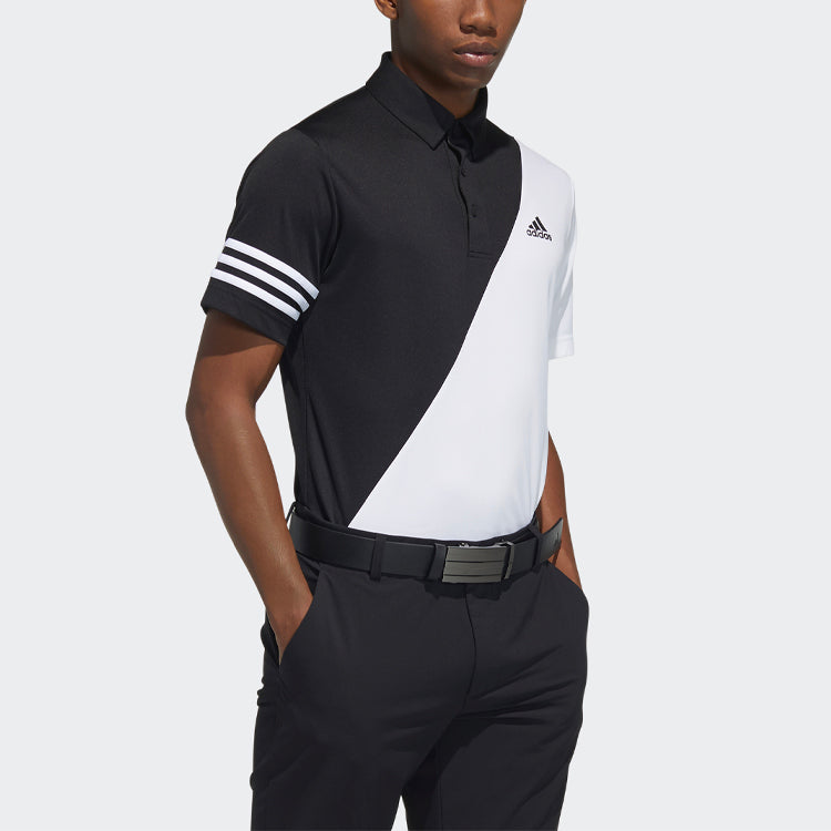 adidas Tr Polo Ss Contrasting Colors Casual Golf Short Sleeve Polo Shirt Black White Colorblock GM3659