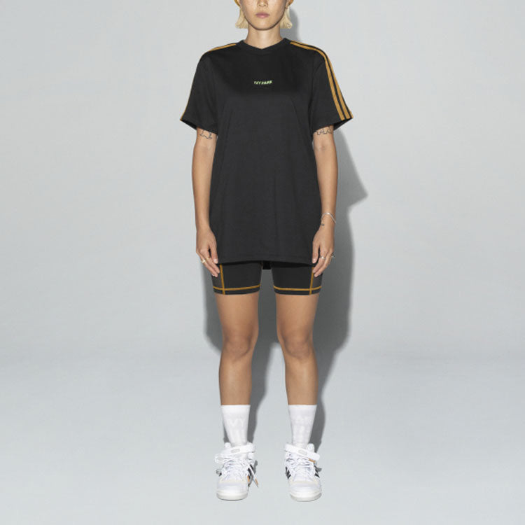 adidas originals x Ivy Park 4 Crossover Embroidered Logo Round Neck Short Sleeve Black T-Shirt GT4080
