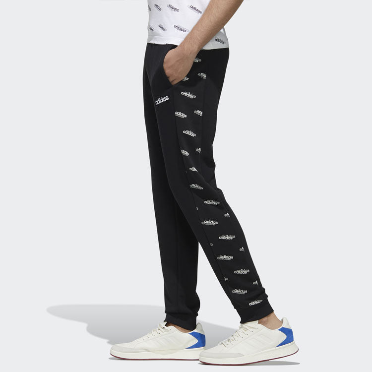 adidas Printing Splicing Knit Bundle Feet Sports Pants Black FM6076