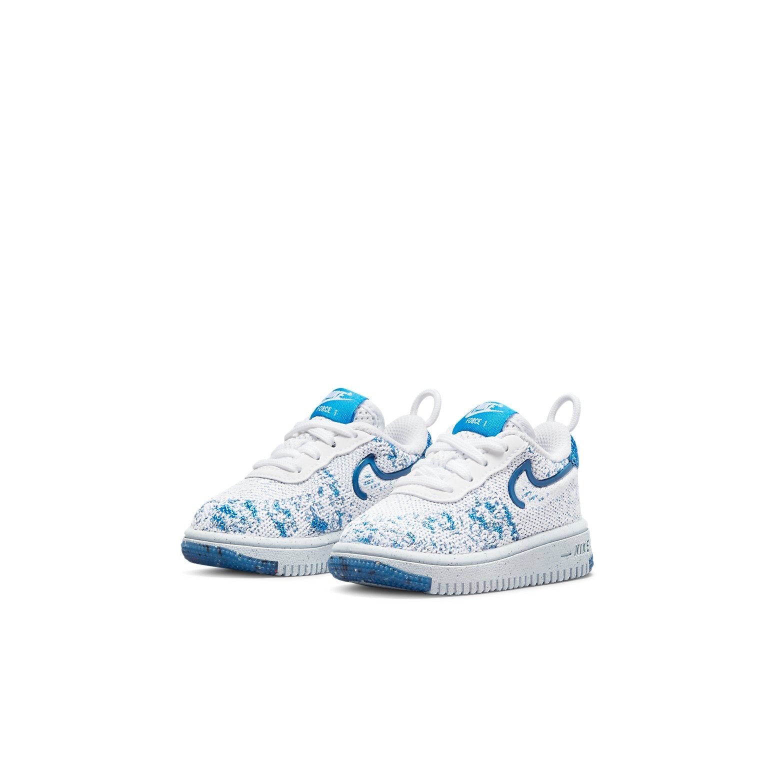 (TD) Nike Force 1 Crater Flyknit Low Tops Skateboarding Shoes White Blue DN4183-100