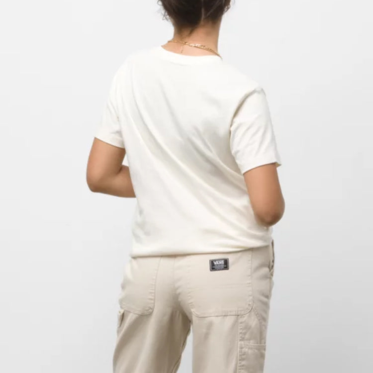 (WMNS) Vans Grid Printing Slim Fit Round Neck Short Sleeve Creamy White VN0A5L9CFS8