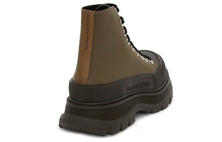 Alexander McQueen Leather Ankle Boots 'Khaki Green' 627206WHYK33238
