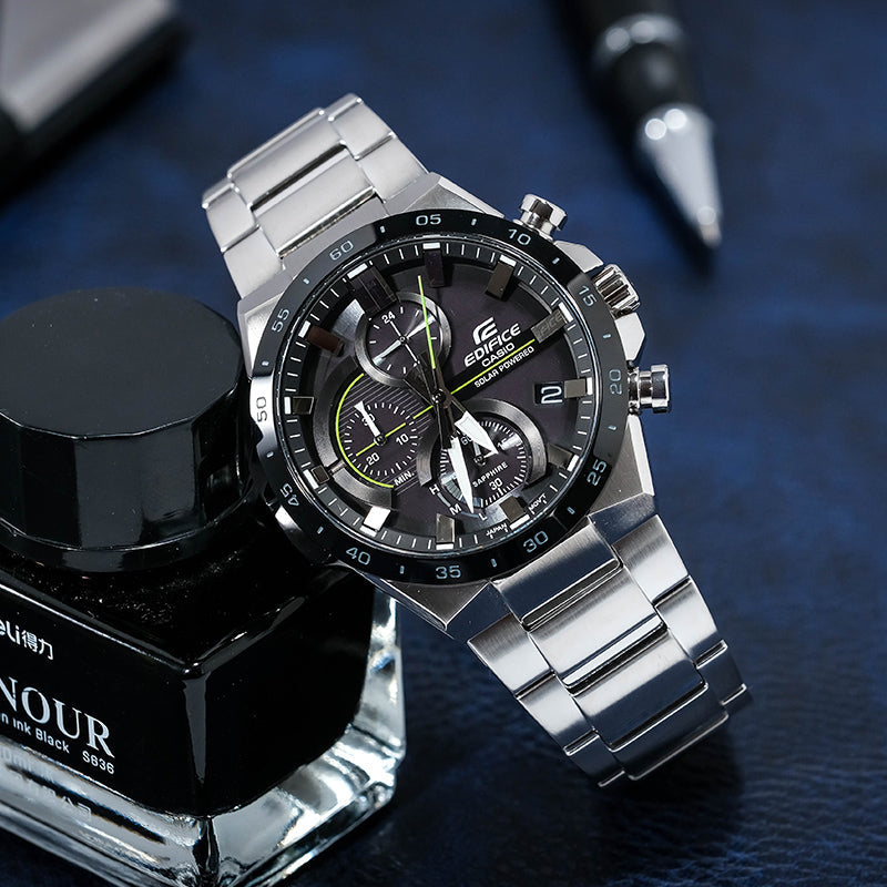 Casio Edifice Classic Solar Powered Analog Watch 'Black Steel Silver' EFB-690SBB-1AVUPR