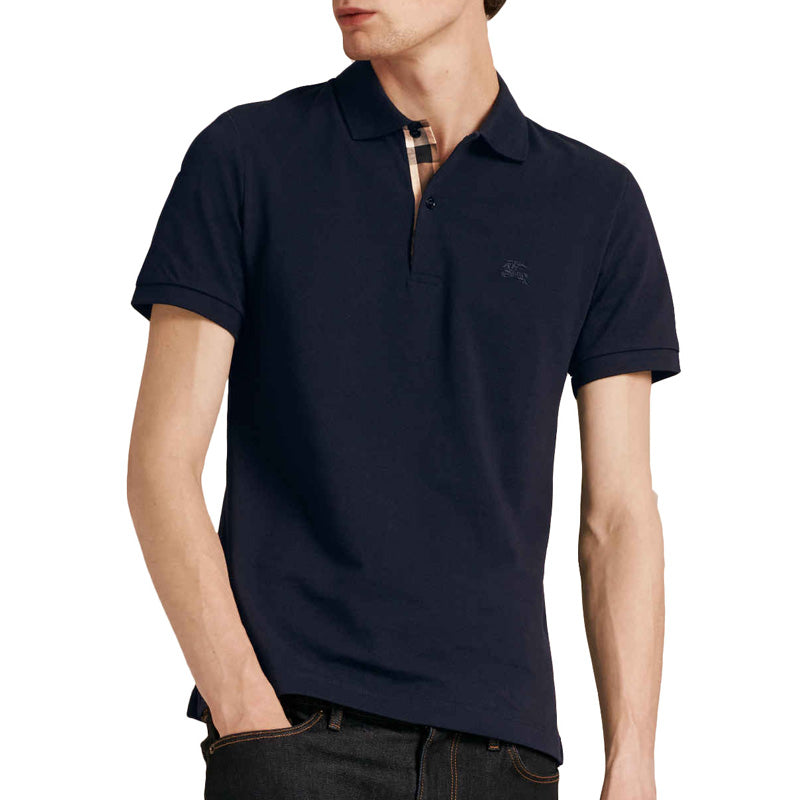 Burberry Logo lapel Short Sleeve Polo Shirt Navy Blue 80045781