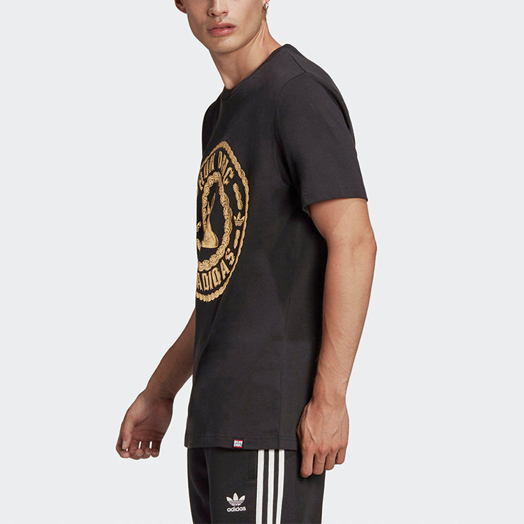 adidas originals Run-dmc Printing Sports Cozy Round Neck Short Sleeve Black GT1763