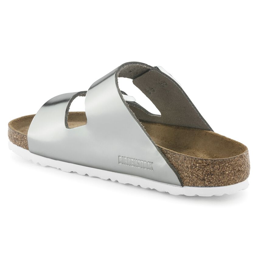 Birkenstock Arizona Soft Footbed Narrow Fit Sandals 'Metallic Silver' 1005961